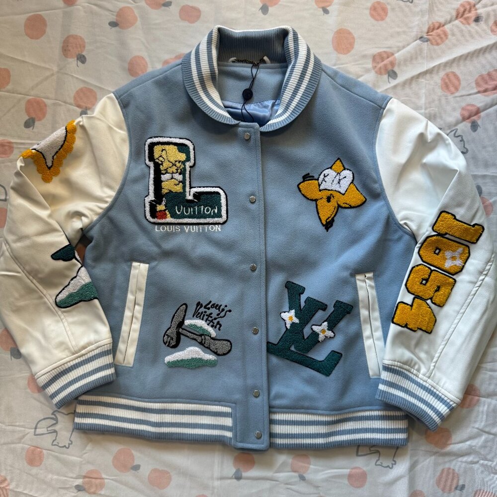 Louis Vuitton Leather Varsity Jacket White